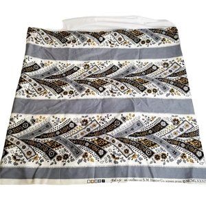 Vintage SM Hexter Kalife Grey Gold White Floral Fabric Cloth 1.25 Yard 54 Inch W